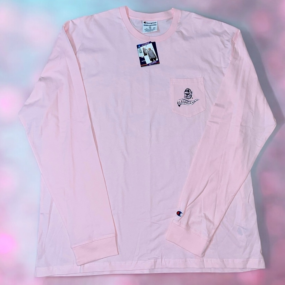 NWT Women’s 2XL Champion Pink Georgia Bulldogs Long Sleeve Pocket Tee Shirt - Picture 2 of 6
